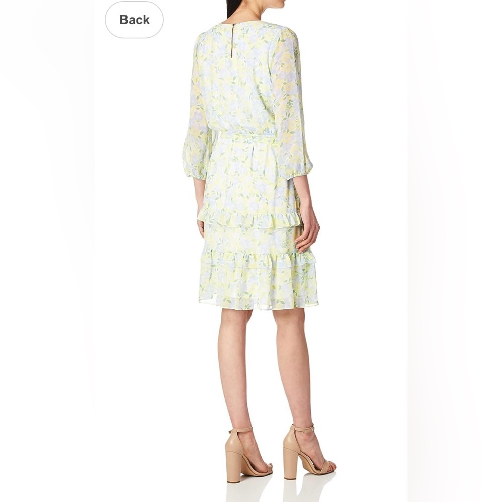 Calvin Klein Pastel Floral Tiered Ruffle Dress - Picture 6 of 9